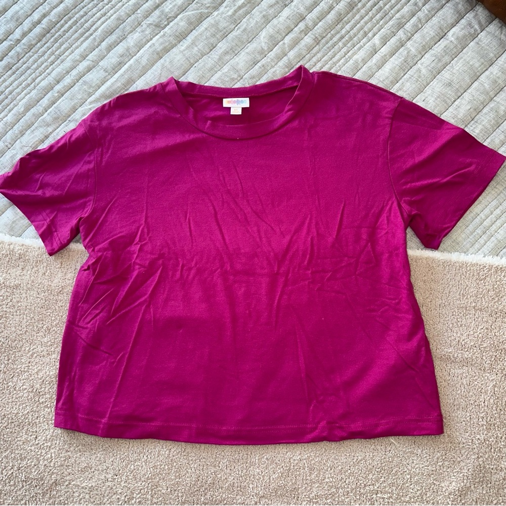 Lularoe Boxy T Stretchy Short Sleeve Top Pink